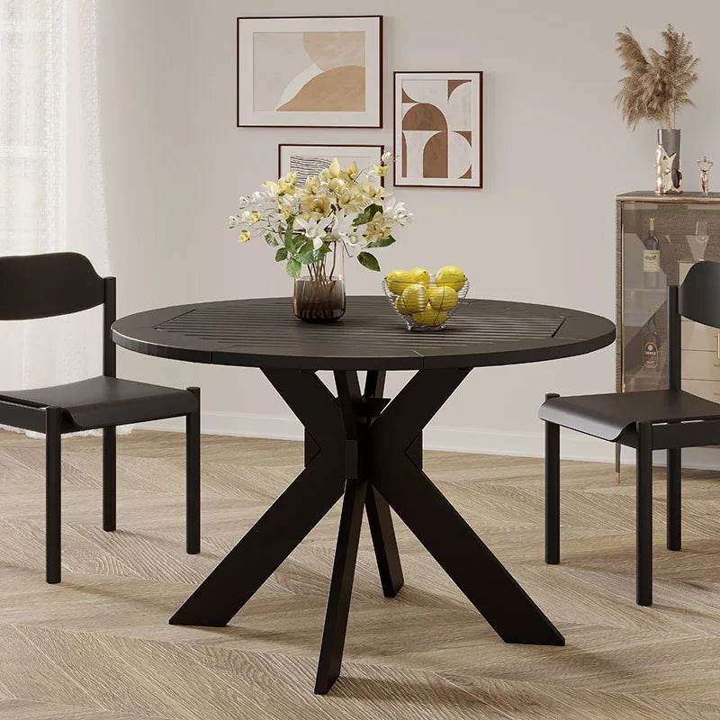 Sandee Dining Table, Round, Black - Loft&Timber