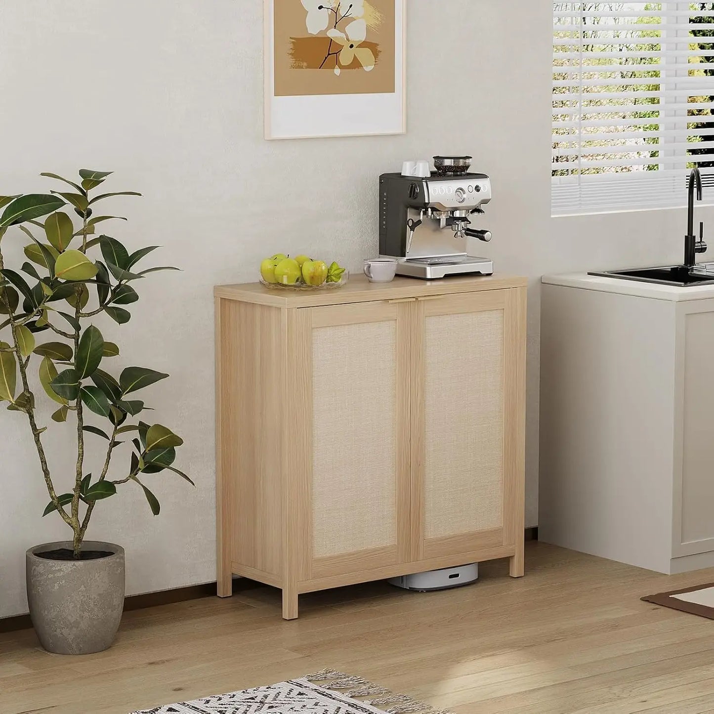 34" Rattan Sideboard Buffet Cabinet - Loft&Timber