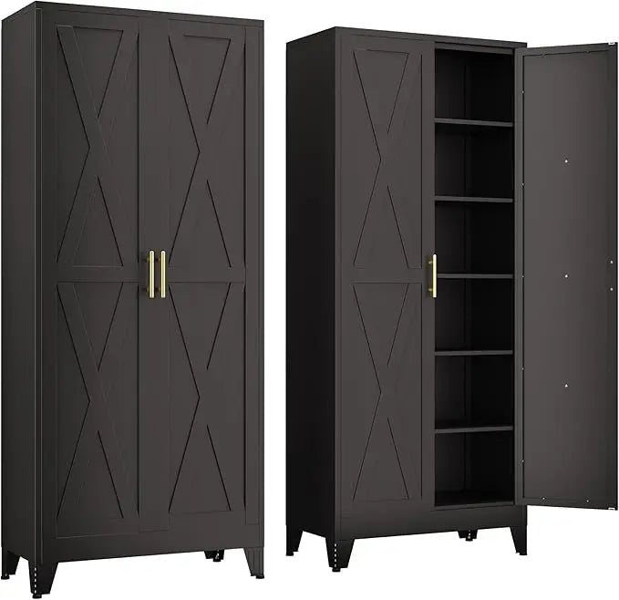 Tall Pantry Cabinet 75" H with Doors and Shelves - Loft&Timber