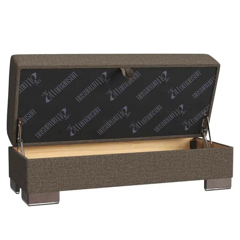 Upholstered Storage Ottoman, Brown Fabric - Loft&Timber
