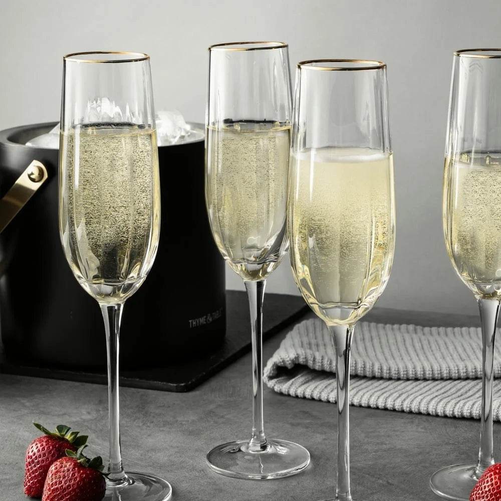 4-Pack Scalloped Champagne Flute Glasses Set - Loft&Timber