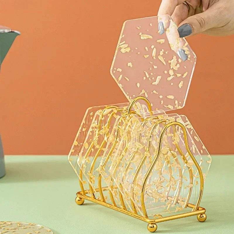 Round Resin Acrylic Gold Foil Coaster Cup - Loft&Timber