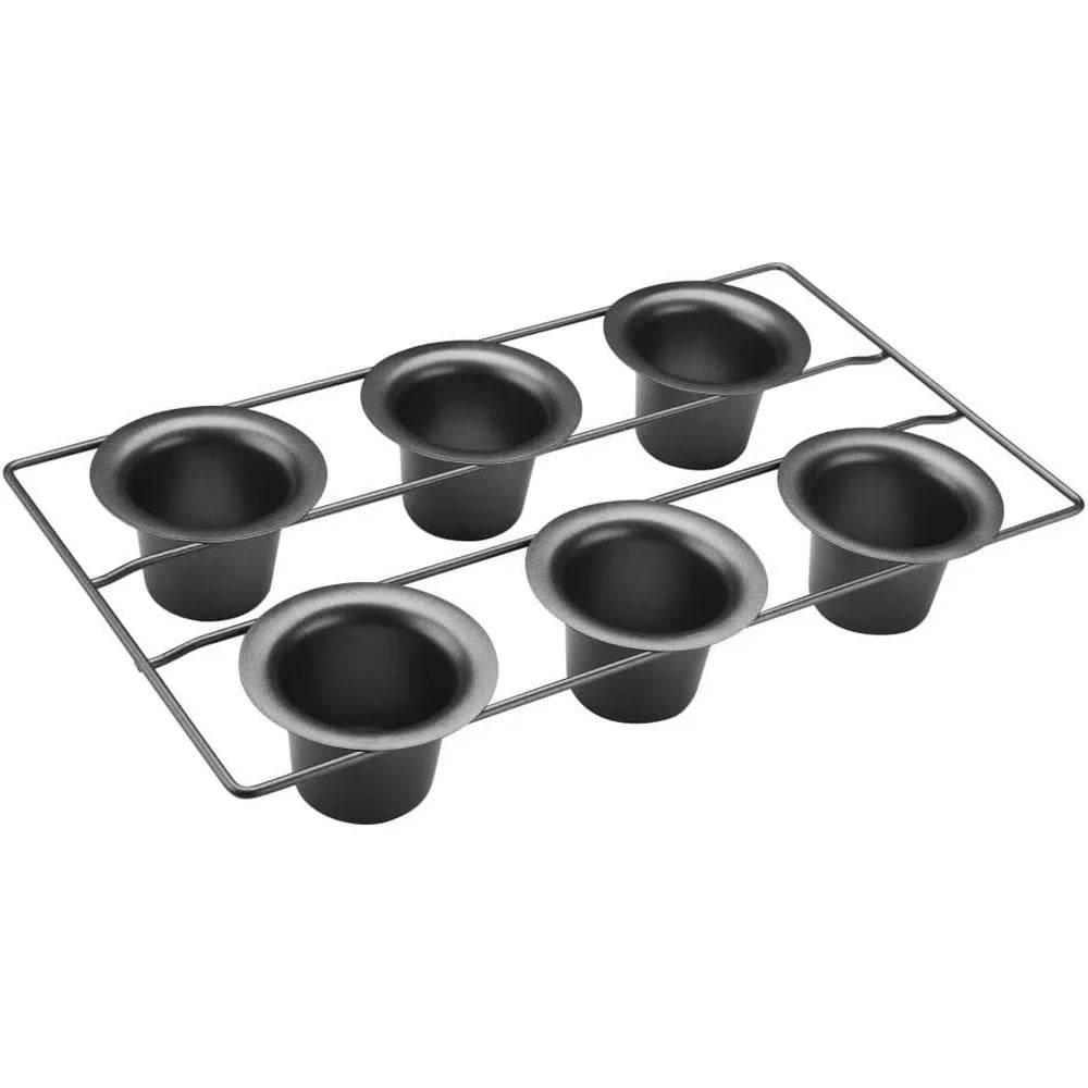 Heavy Duty 6 Cup Popover Pan Non Stick Steel Construction Tapered Cups - Loft&Timber