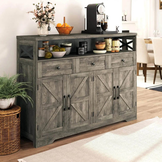 Vabches Sideboard Buffet Cabinet with Drawers & Charging Station - Loft&Timber