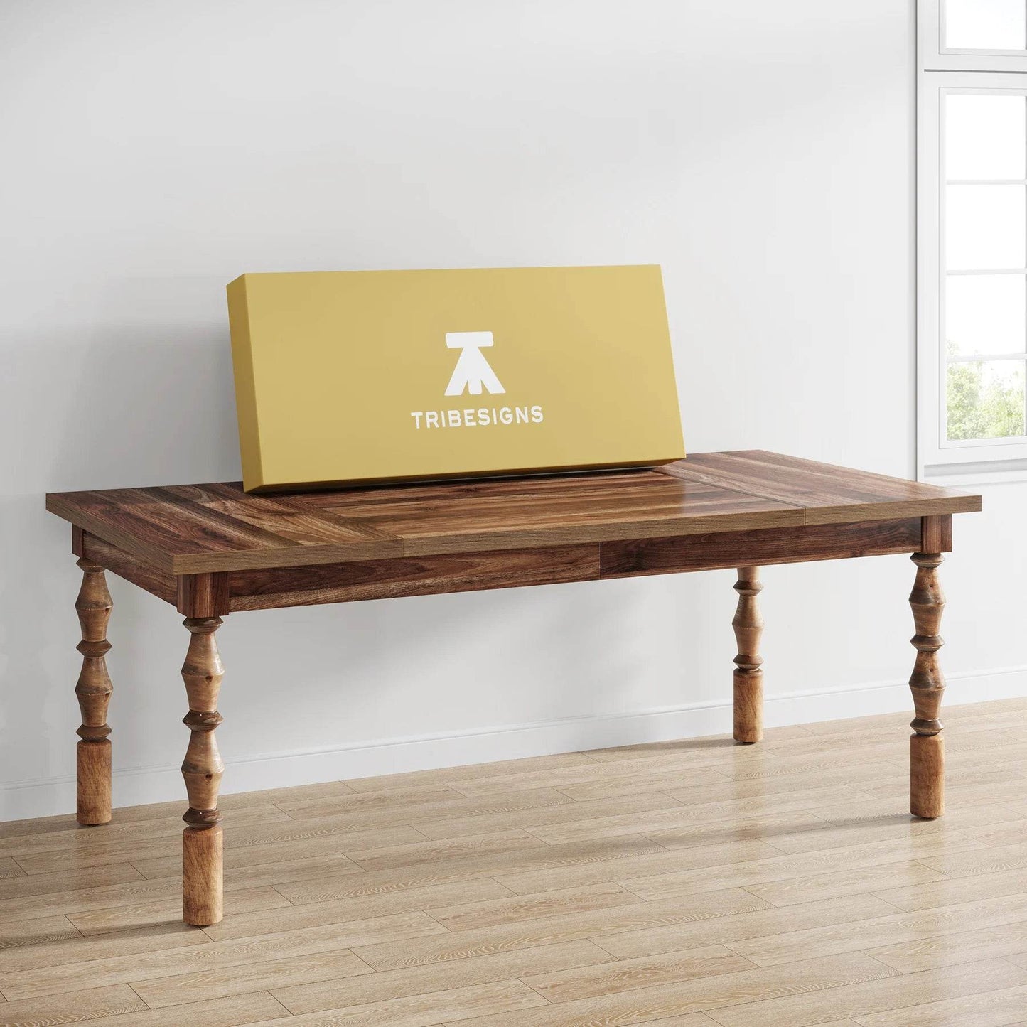 Tribesigns 62” Wood Patio Table for 4-6 People - Loft&Timber