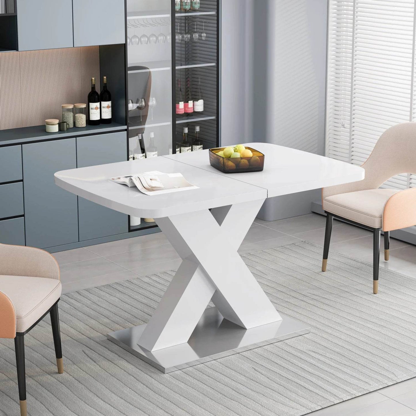 Square Dining Table, White Table Top - Loft&Timber