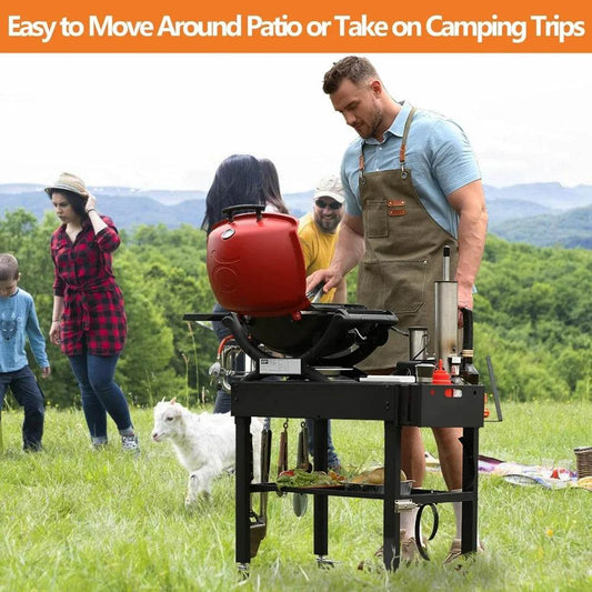 Portable Grilling Station with Wheels, Blackstone Griddle Support for 17 & 22, Collapsible Grilling Table for Weber, Outdoor Woo - Loft&Timber