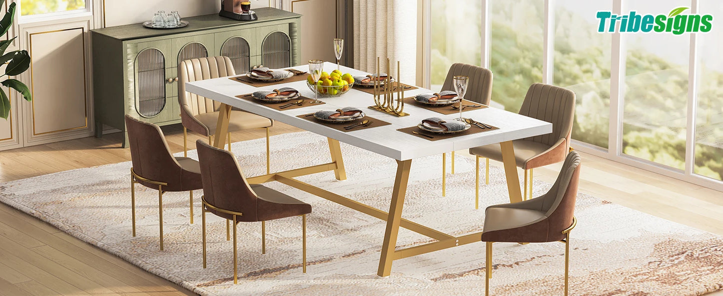 Tribesigns Dining Table for 8 People, 70.87" Rectangular Wood Kitchen Table - Loft&Timber