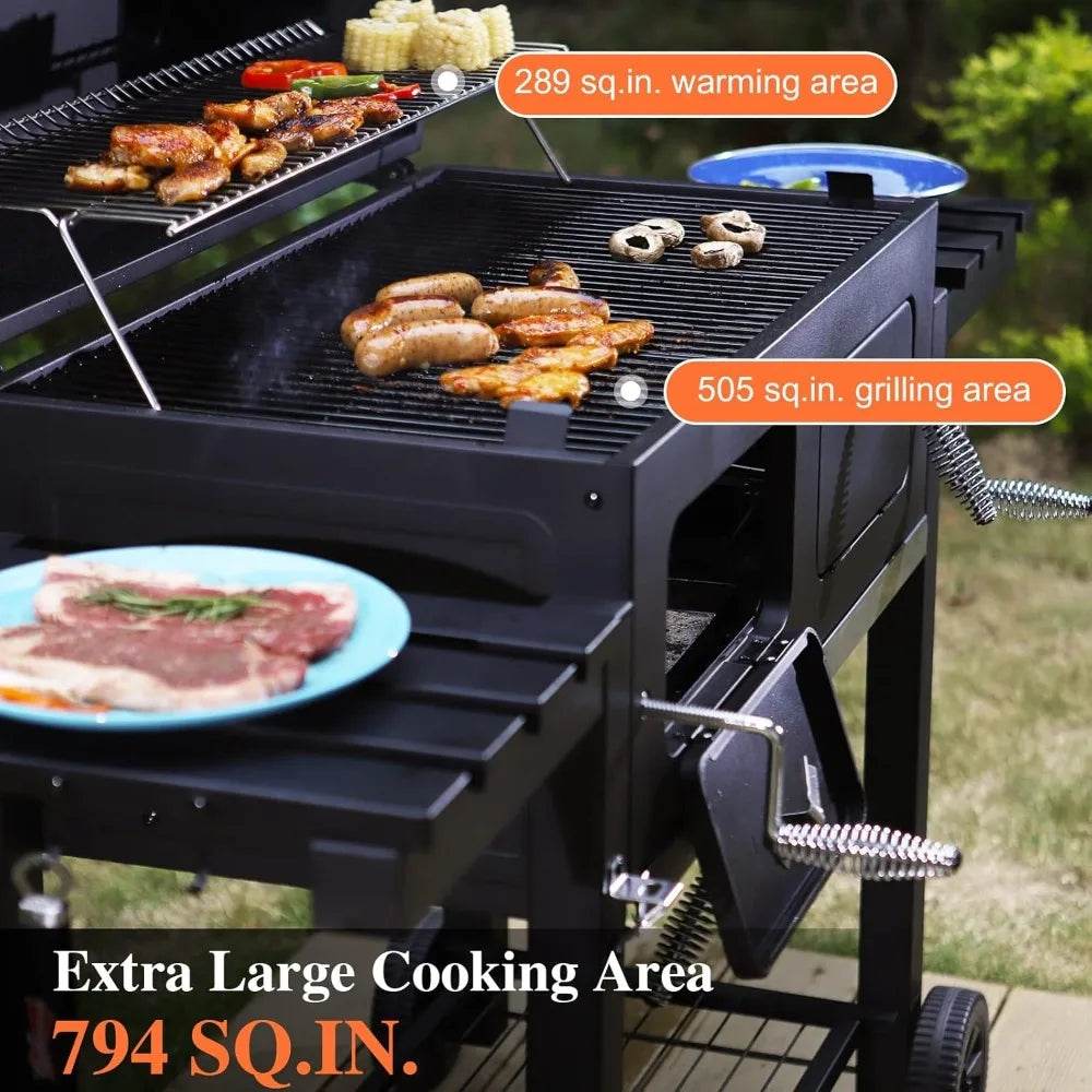 Sophia & William Extra Large Charcoal BBQ Grills with 794 SQ.IN. Cooking Area, Heavy Duty Outdoor Barbecue Grill with 2 Individu - Loft&Timber