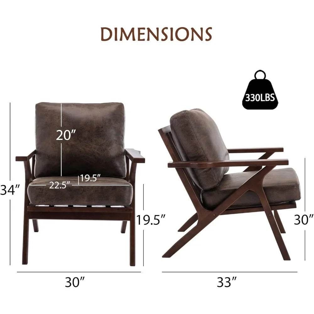 Accent Chairs for Living Room,PU Leather Mid Century - Loft&Timber