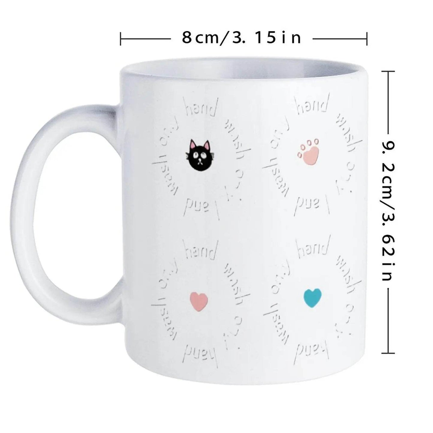 Stickers With A Cat And Paw Prints Cute Mugs, 330ml - Loft&Timber