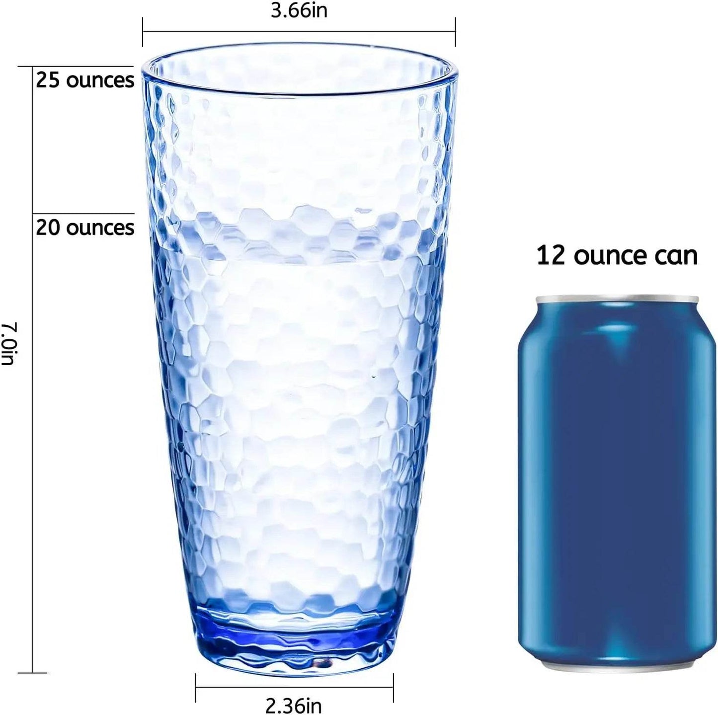 Plastic Unbreakable Tumblers, 25oz Highball Drinking Glasses Set of 6, Blue - Loft&Timber