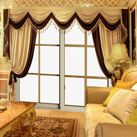 2pcs curtain light luxury European floor curtain, no valance