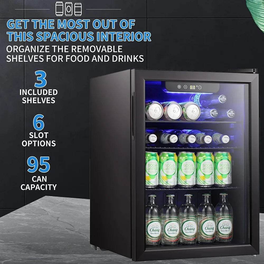 Mini Fridge-95 Can Beverage Refrigerator Wine Cooler - Loft&Timber
