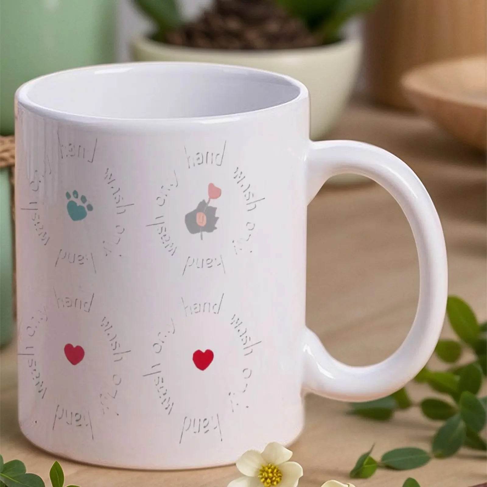 Stickers With A Cat And Paw Prints Cute Mugs, 330ml - Loft&Timber