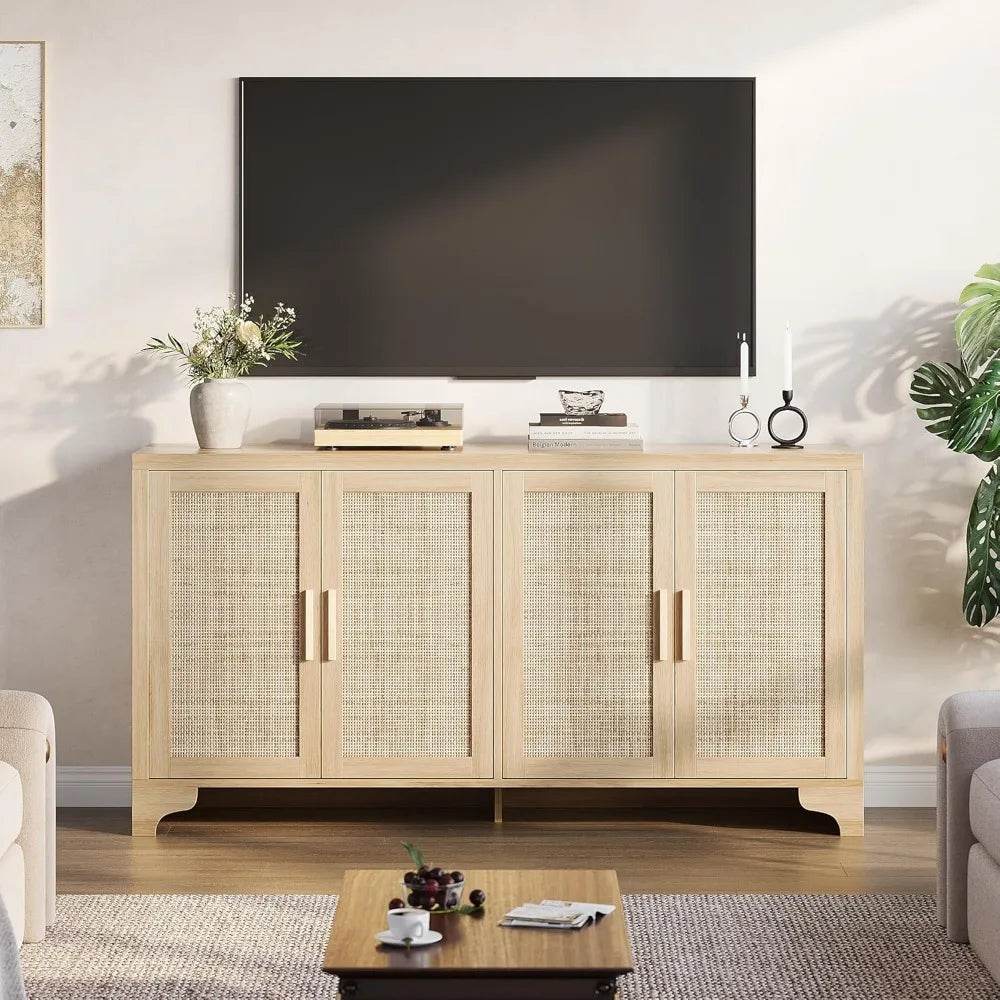 Natural Rattan Sideboard Buffet Cabinet with Storage - Loft&Timber