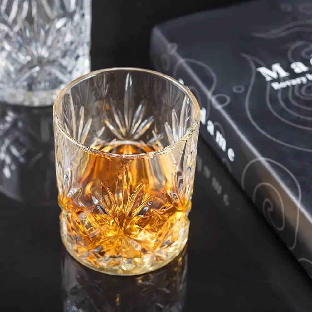 Bourbon Whiskey Glass Set Of 6 - Unique Crystal Rocks Glasses - Loft&Timber