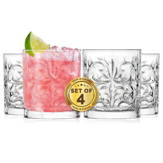 Whiskey Glasses - Double Old Fashioned Rocks Glass - Set Of 4