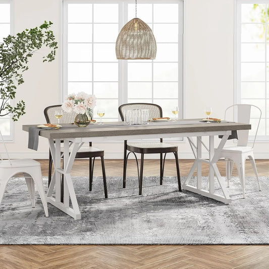 Farmhouse Dining Table for 6 People, 70.8" - Loft&Timber
