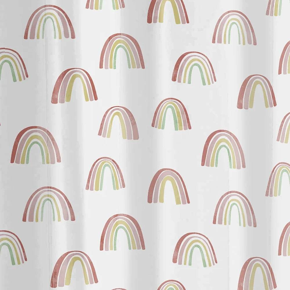 Eco-Friendly Waterproof Rainbow PEVA Shower Curtain Set with 12 Hooks - Loft&Timber