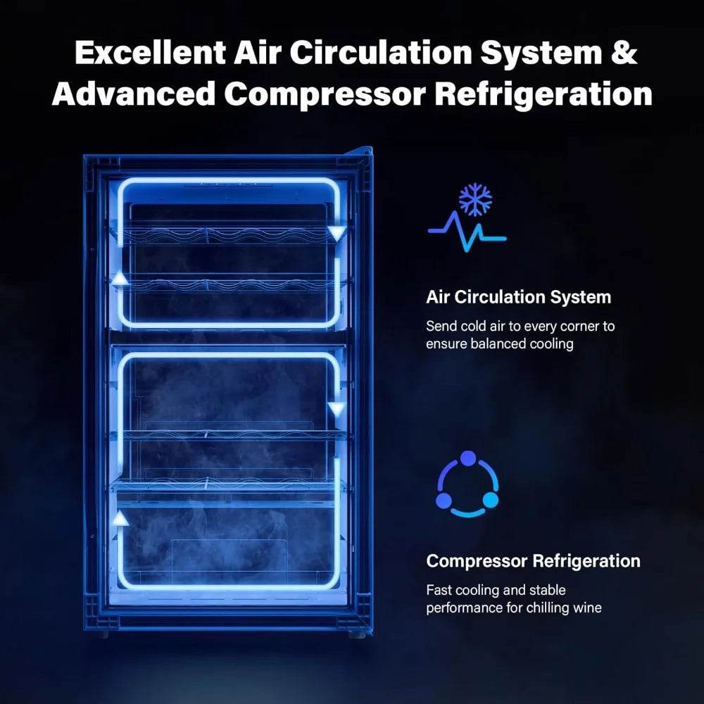 33 Bottle Wine Fridge, Dual Zone Wine and Beverage Refrigerator with Independent Temp & LED Control Panel - Loft&Timber