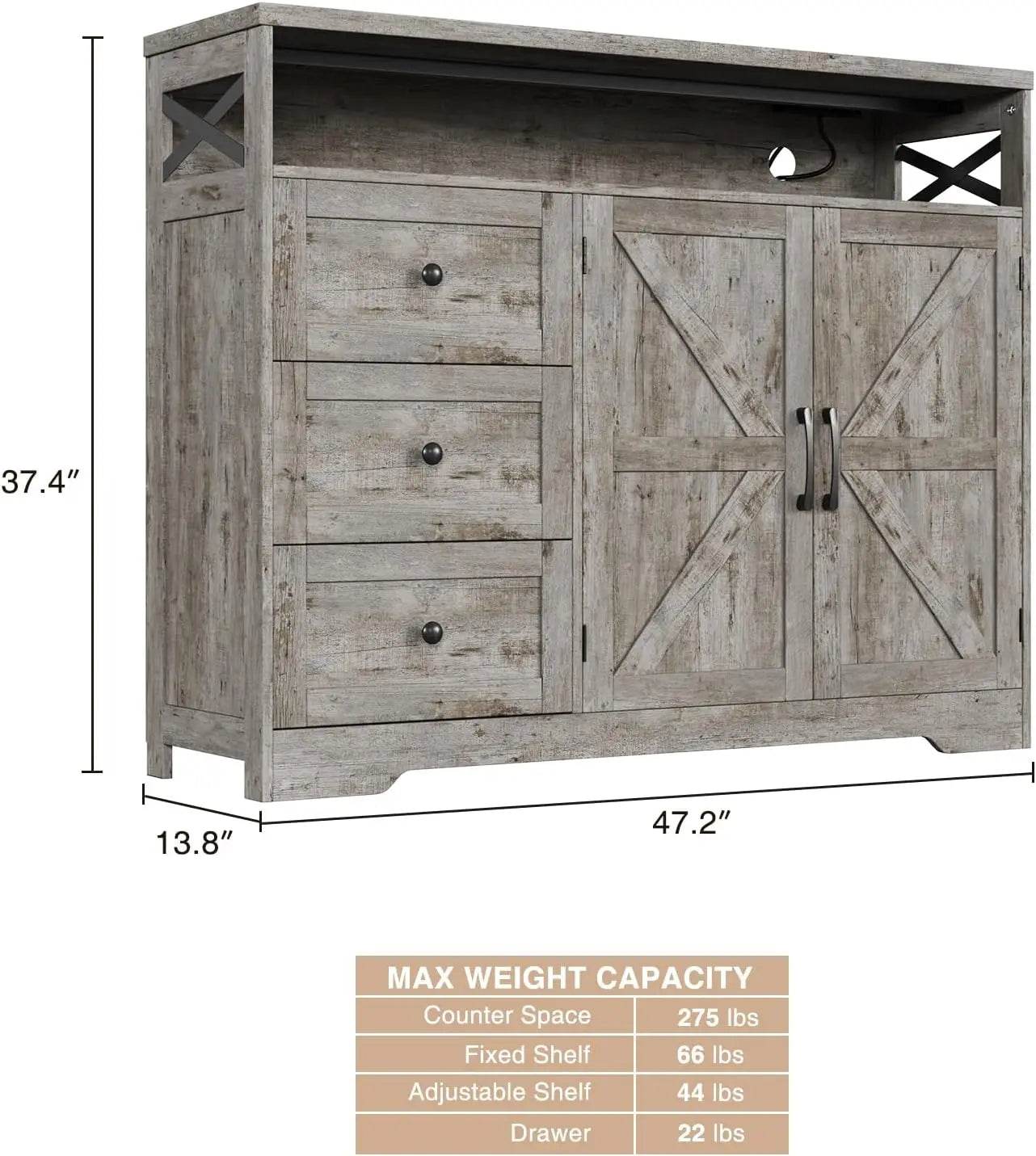 Vabches Buffet Cabinet Wooden Sideboard - Loft&Timber