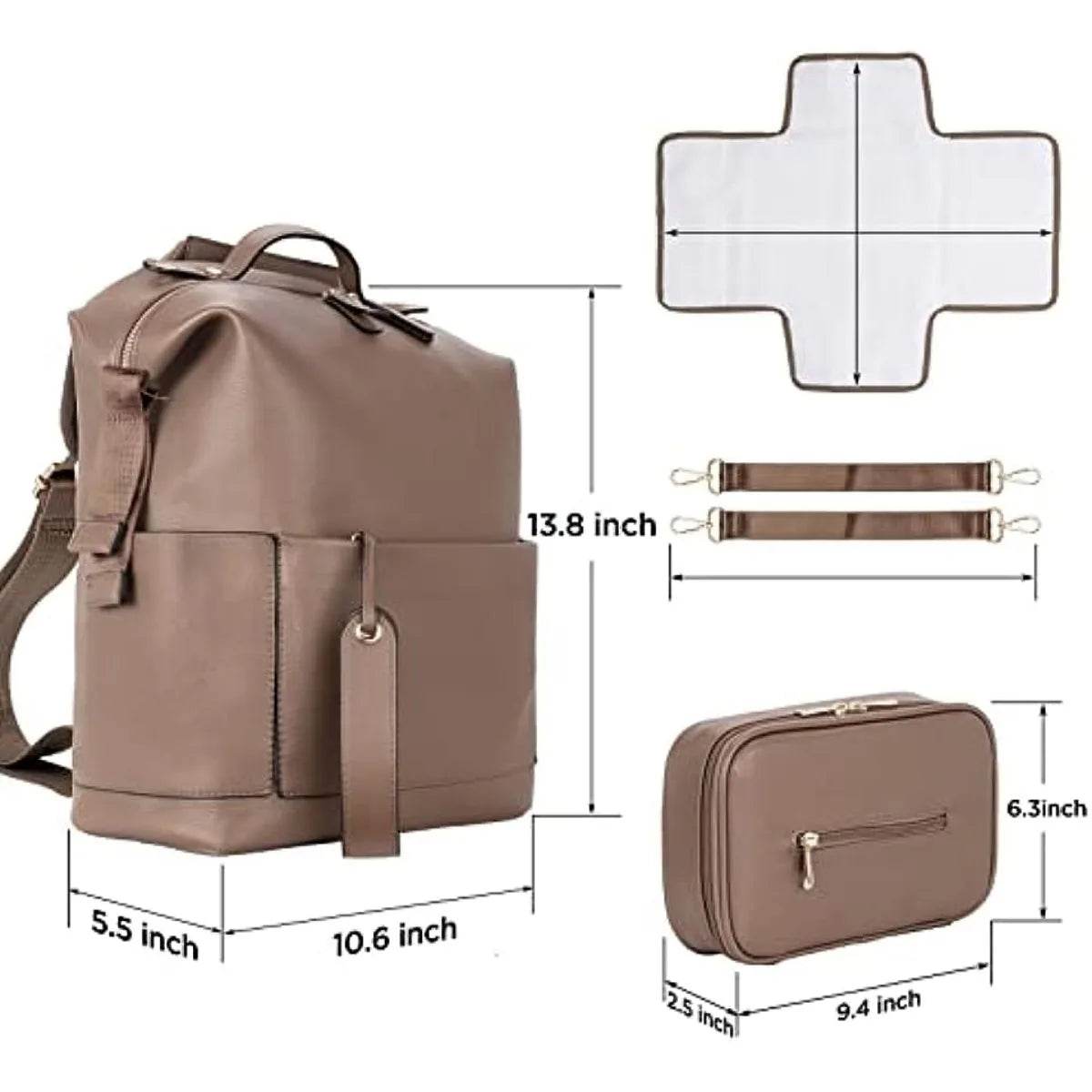 New 6 Types PU Leather Mommy Bag Large Capacity Backpack - Loft&Timber
