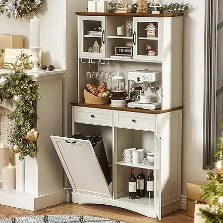 72" Kitchen Pantry Storage Cabinet with Tilt Out Trash Bin - Loft&Timber