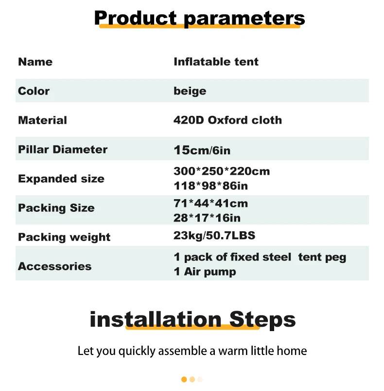 Inflatable Camping Tent - Loft&Timber