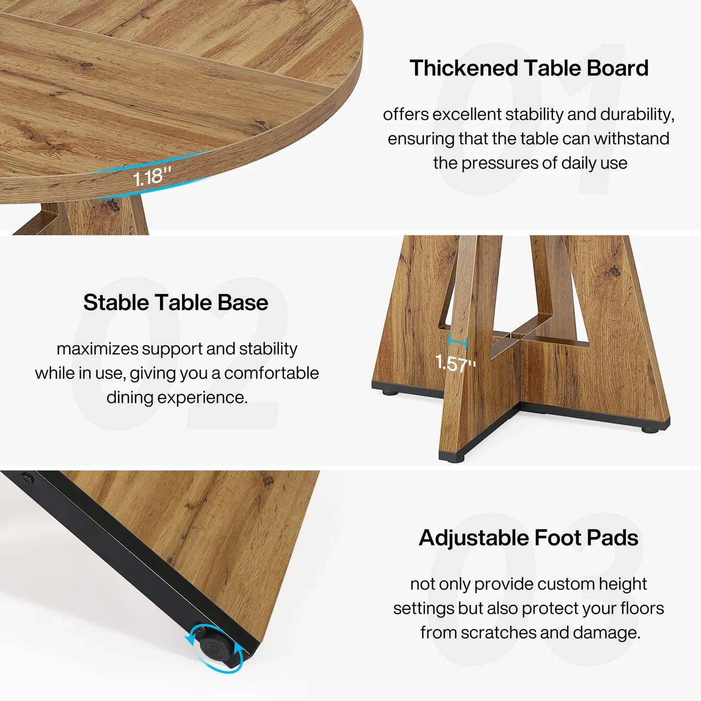 Tribesigns Round Dining Table for 4, 47" - Loft&Timber