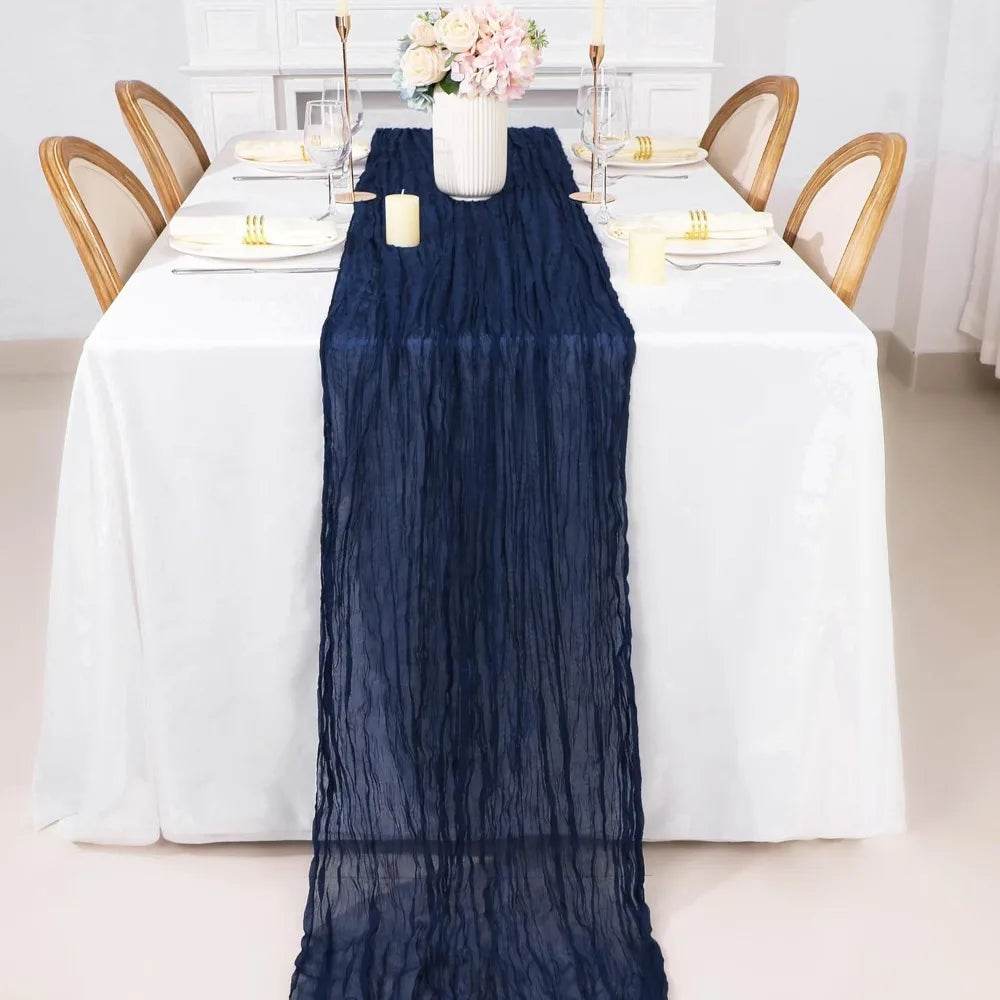 13Ft Navy Blue Cheesecloth Table Runner, 160inch - Loft&Timber