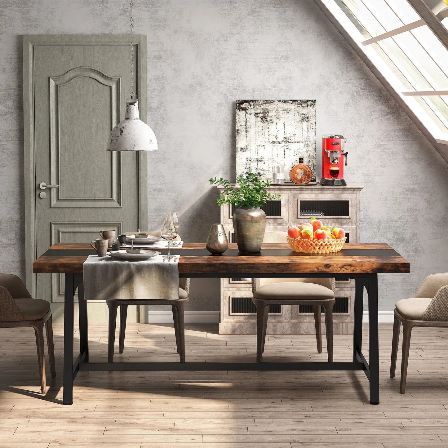 Tribesigns Dining Table for 8 People, 70.87" Rectangular Wood Kitchen Table - Loft&Timber