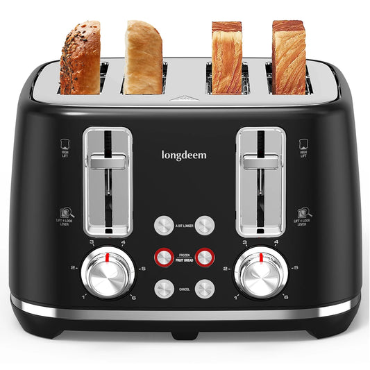 4 Slice Toaster, 1.5" Extra Wide Stainless Steel Slots - Loft&Timber