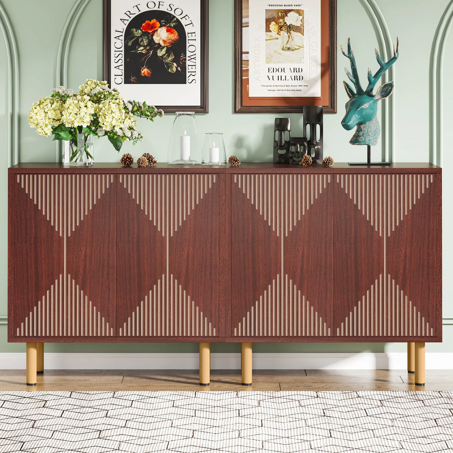 59" Tribesigns Modern Natural Storage Cabinet; Freestanding Floor Cabinet - Loft&Timber
