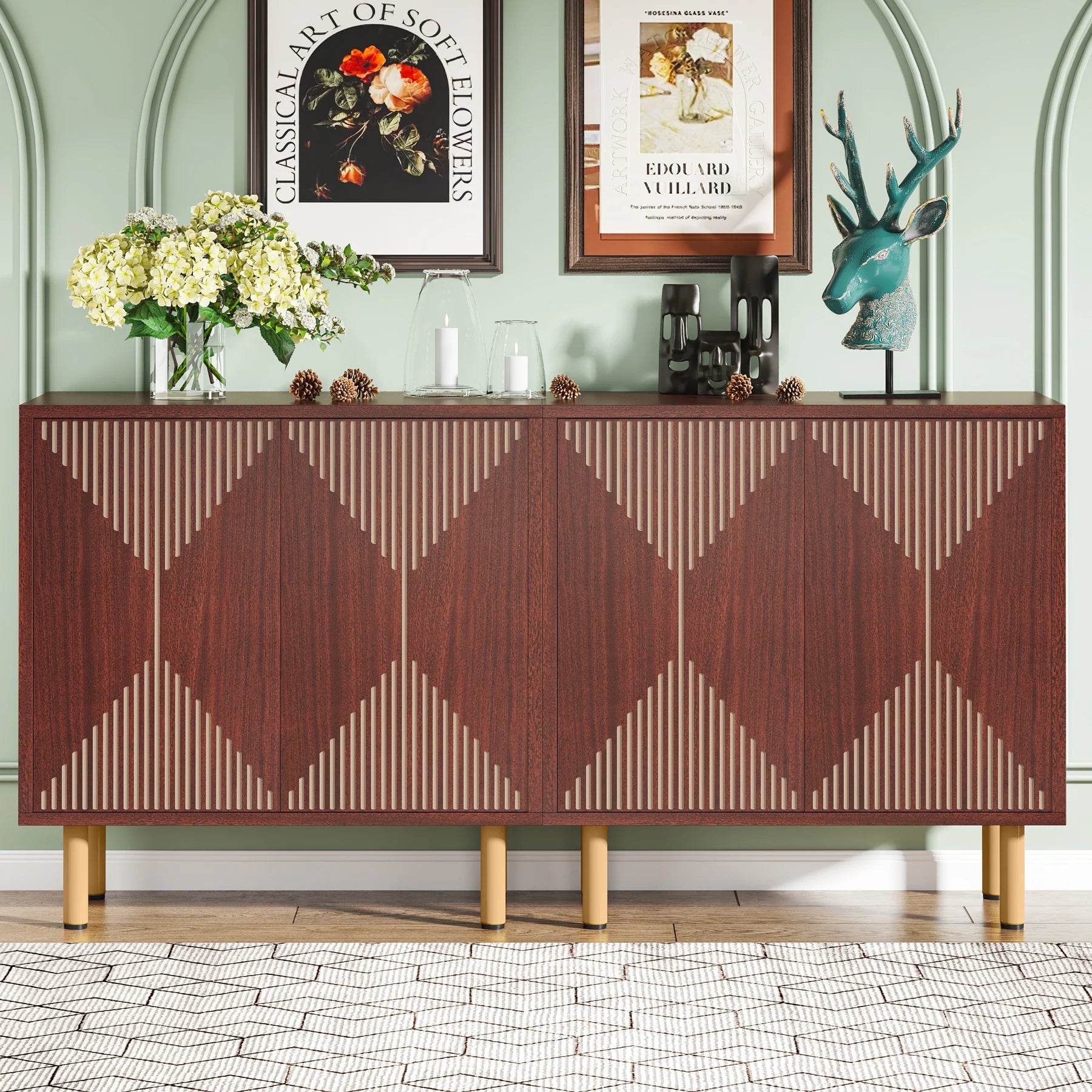 59" Tribesigns Modern Natural Storage Cabinet; Freestanding Floor Cabinet - Loft&Timber