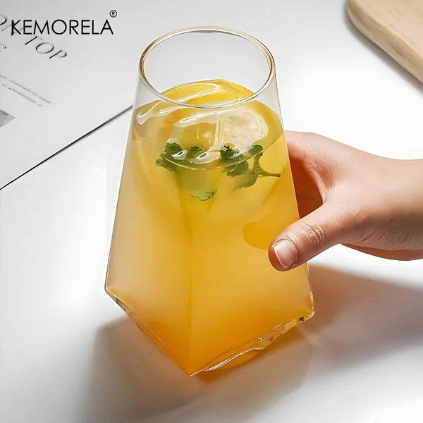 KEMORELA 500ml Geometric Highball Glasses Crystal Clear