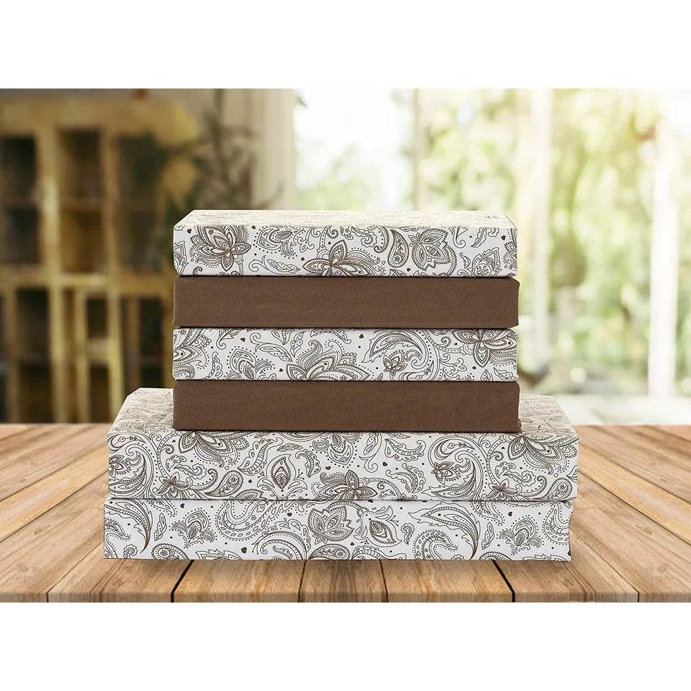 6 Piece Full Bed Sheet Set Polyester Paisley Taupe - Loft&Timber