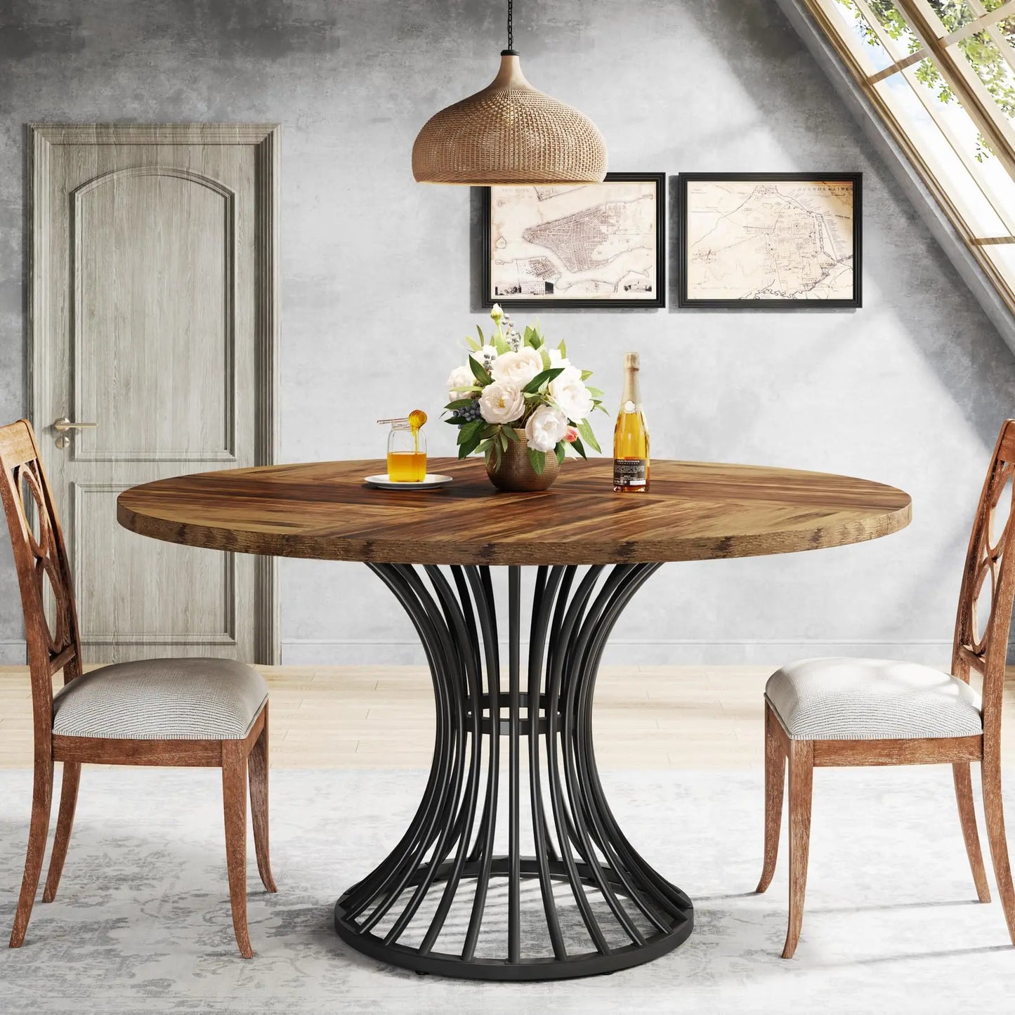 Tribesigns Round Dining Table for 4-6 People, 47" - Loft&Timber