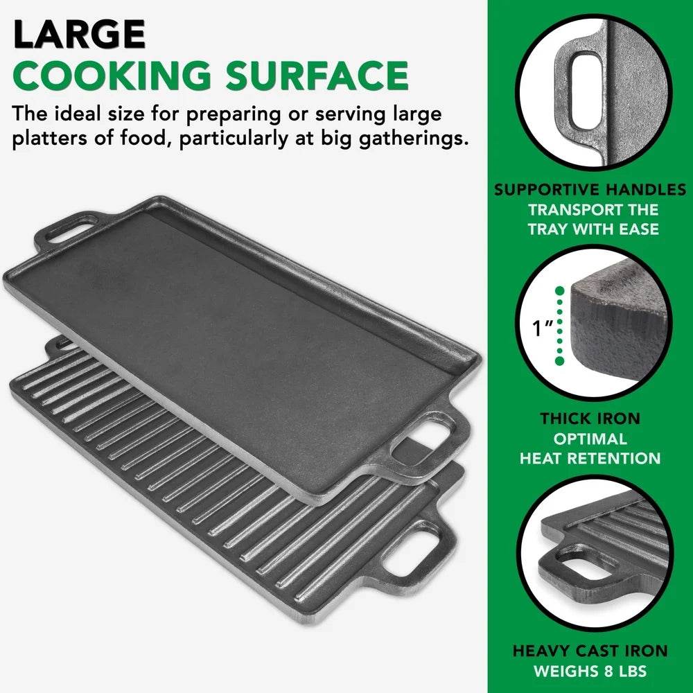 2-in-1 Reversible Cast Iron Griddle - Loft&Timber