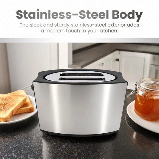 Stainless Steel 2 Slice Toaster with Extra Wide Slots Bagel Function