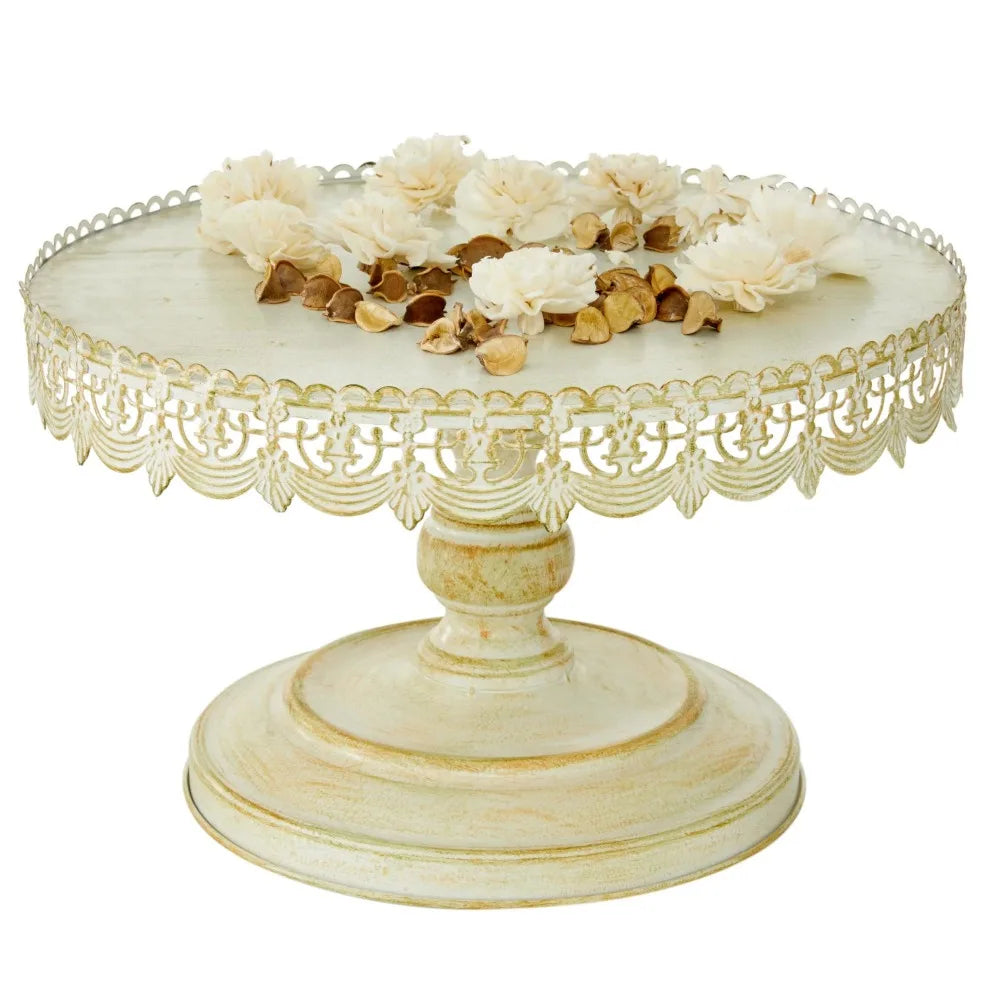 16" x 9" White Metal Decorative Stand - Loft&Timber