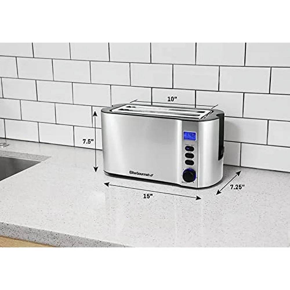 4-Slice Digital Stainless Steel Long-Slot Toaster with LED Display - Loft&Timber