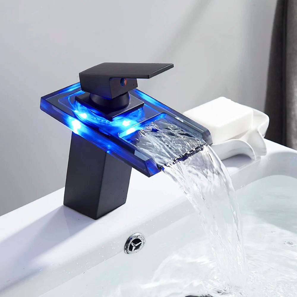 Luxury LED Color Changing Waterfall Basin Sink Faucet - Loft&Timber