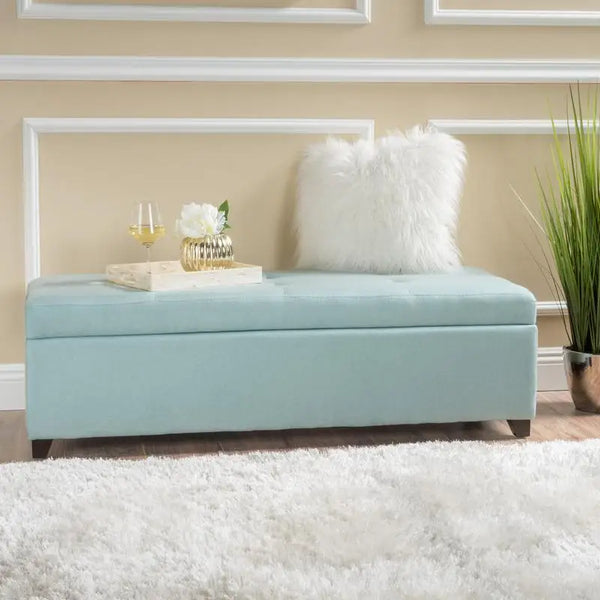 50-Inch Wide Contemporary Rectangle Storage Ottoman Bench for Living Room, Entryway, Family Room Seating and Organization