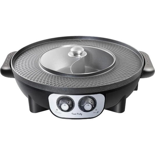 Electric 2-in-1 Hot Pot and Grill Combo: Smokeless, 110V, 1700W