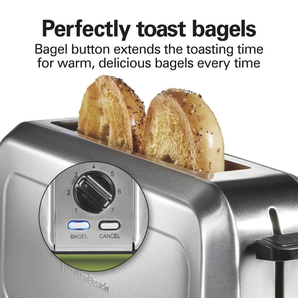 Stainless Steel Long-Slot Toaster 2-Slice Capacity with Bagel Button - Loft&Timber