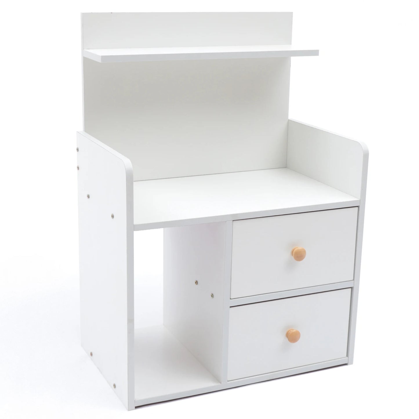 Bymaocar Warm White Nightstand with 2 Drawers, 16.9x10.2x23.6In Compact Bedside Table, Versatile Vanity Dresser for Living Room
