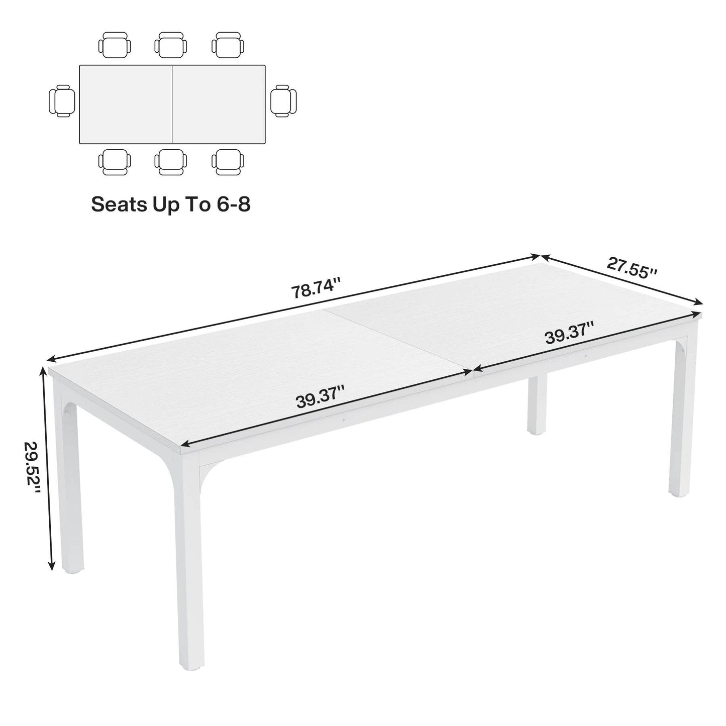 Tribesigns Dining Table for 6-8 People, 200cm - Loft&Timber