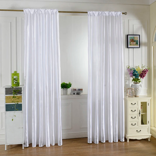 Solid Color Satin Window Curtain