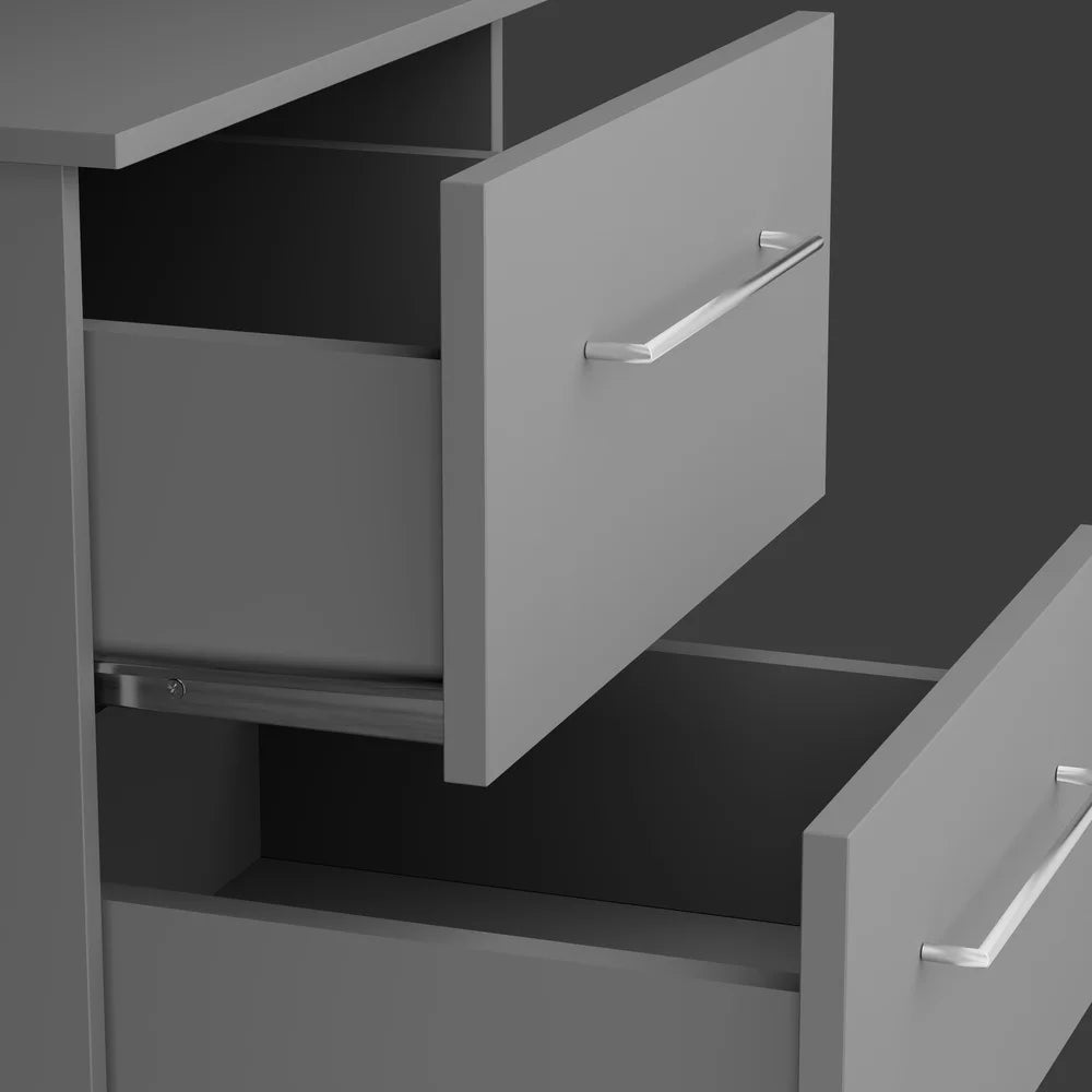 2-Drawer Nightstand Set of 2 Modern Gray Bedside Tables Compact Storage Bedroom Adults Teens Stylish Furniture